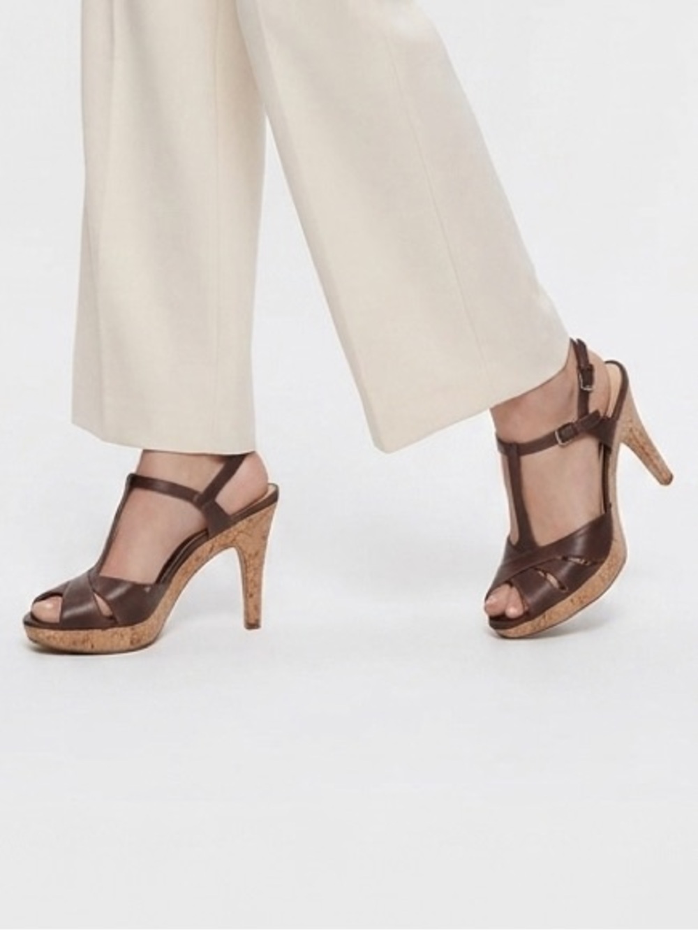 Marc Fisher Valma Leather and Cork Slingback Heels